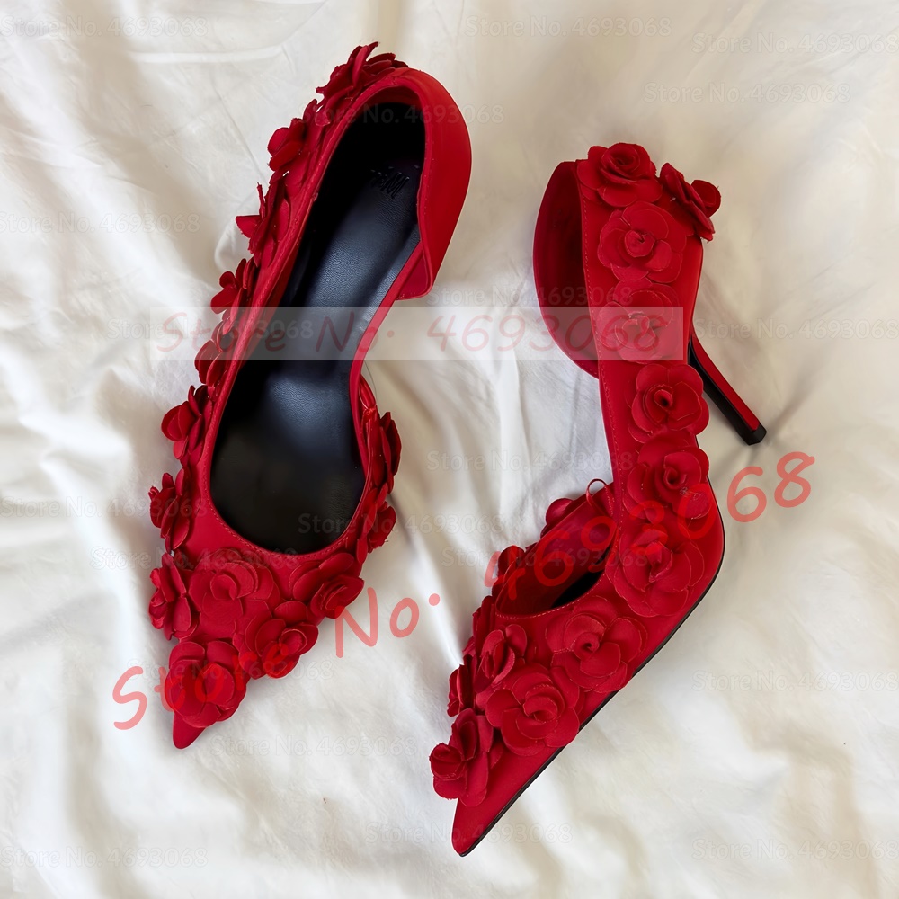 Leuchtend rote Blumenapplikati – Slip Dress Satin Bewertung und Preis