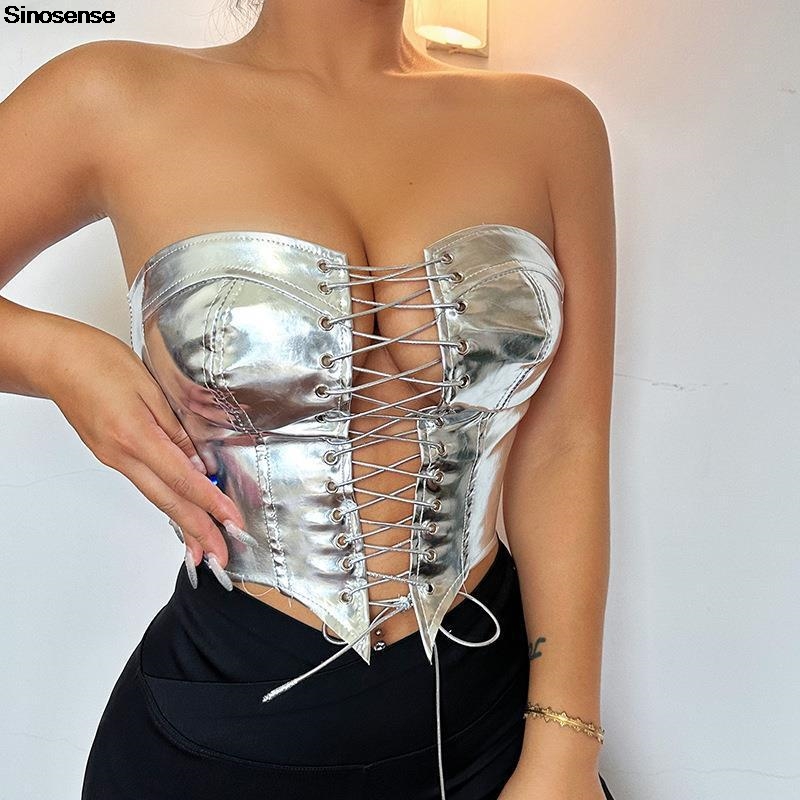 Frauen PU Leder Bustier Crop T – Strapless Bra Backless Bewertung und Preis